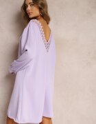 lily rose Rochie Violetă Mini cu Inserție de Dantelă și Mâneci Lungi Jood