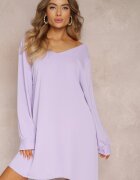 lily rose Rochie Violetă Mini cu Inserție de Dantelă și Mâneci Lungi Jood