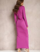 lily rose Rochie Violetă Mulată De Cocktail cu Drapaje și cu Șliț Adânc Chisti