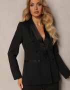 lily rose Sacou de seară negru cu croială cambrată și inserții din satin Vianita
