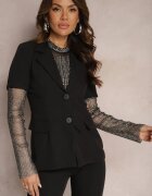 lily rose Sacou Negru cu Mâneci din Plasă Decorate cu Zirconii Modrika