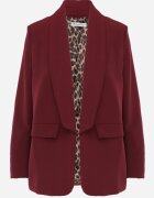 lily rose Sacou Neîncheiat Bordou cu o croială dreaptă cu imitație de buzunare și căptușeală cu imprimeu leopard Sartea