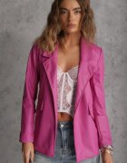 lily rose Sacou Roz închis structurat din piele ecologică deschis cu umeri buretați Suniya