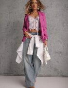 lily rose Sacou Roz închis structurat din piele ecologică deschis cu umeri buretați Suniya