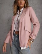 lily rose Sacou Roz Structurat din Piele Ecologică Deschis cu Pernuțe la Umeri Suniya