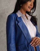 lily rose Sacou tip cutie bleu marin din piele ecologică deschisă cu pernițe la umeri Suniya