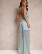 lily rose Salopetă Albastră Legată la gât cu fir strălucitor și elastic în talie Erinta