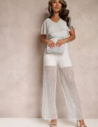 lily rose Salopetă Gri cu Picioare Largi și Pelerină Decorativă Phedia