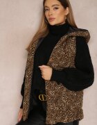 lily rose Vestă Maro deschis cu imprimeu leopard cu glugă Matlasată Angane
