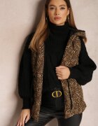 lily rose Vestă Maro deschis cu imprimeu leopard cu glugă Matlasată Angane