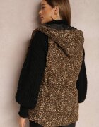lily rose Vestă Maro deschis cu imprimeu leopard cu glugă Matlasată Angane