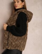 lily rose Vestă Maro deschis cu imprimeu leopard cu glugă Matlasată Angane