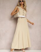 lily rose Vestă scurtă de costum încheiată cu nasturi bej Anlara