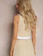 lily rose Vestă scurtă de costum încheiată cu nasturi bej Anlara