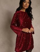 linda&co Rochie Roșie cu Spatele Decupat cu Fundă Decorată cu Paiete Carilyera