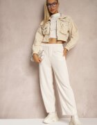 little supermodel Pantaloni Largi Bej Deschis Decorați cu Imitație de Buzunare Tassae