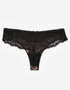 love magnolia Chiloți String Negru-Bej Decorați Cu Dantelă Phisoris