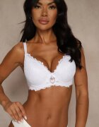 love magnolia Sutien Alb de Dantelă Decorat cu inima Bothilei din zirconiu