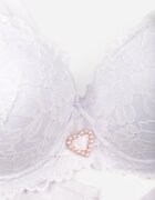 love magnolia Sutien Alb de Dantelă Decorat cu inima Bothilei din zirconiu