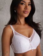 love magnolia Sutien Alb Din Dantelă Decorat cu Inserție Transparentă Acalinai