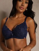 love magnolia Sutien Bleumarin Decorat cu Dantelă și Fundă Aqiany