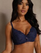love magnolia Sutien Bleumarin Decorat cu Dantelă și Fundă Aqiany