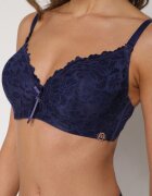 love magnolia Sutien Bleumarin Decorat cu Dantelă și Fundă Aqiany