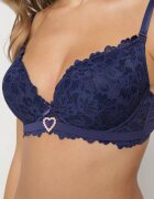 love magnolia Sutien Bleumarin din Dantelă cu Inimă din Zirconiu și Dantelă Nelanisea
