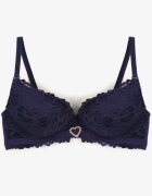 love magnolia Sutien Bleumarin din Dantelă cu Inimă din Zirconiu și Dantelă Nelanisea