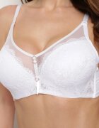 love magnolia Sutien Dantelat Alb Tip Full Cup cu Catarame Metalice și Zirconii Mulani