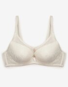 love magnolia Sutien Dantelat Bej deschis Tip Full Cup cu Catarame Metalice și Zirconii Mulani