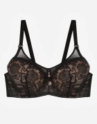 love magnolia Sutien Dantelat Negru-Bej Decorat cu Inserție Transparentă Acalinai