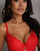 love magnolia Sutien dantelat roșu cu aplicație metalică Dorzedi