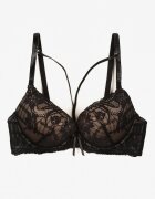 love magnolia Sutien de Dantelă Negru-Bej Ornat cu fundă Falzedia