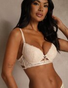love magnolia Sutien din dantelă bej în Stil Clasic cu Aplicație Galinassa