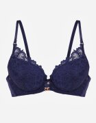 love magnolia Sutien din dantelă Bleumarin decorat cu aplicație metalică Mirzedi