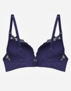 love magnolia Sutien din dantelă Bleumarin decorat cu aplicație metalică Mirzedi