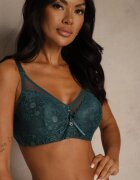 love magnolia Sutien din dantelă decorat cu inserție transparentă verde închis Acalinai