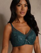 love magnolia Sutien din dantelă decorat cu inserție transparentă verde închis Acalinai