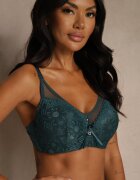 love magnolia Sutien din dantelă decorat cu inserție transparentă verde închis Acalinai