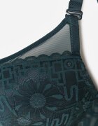 love magnolia Sutien din dantelă decorat cu inserție transparentă verde închis Acalinai