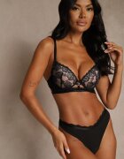 love magnolia Sutien din dantelă Negru-Bej în Stil Clasic cu Aplicație Galinassa