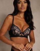 love magnolia Sutien din dantelă Negru-Bej în Stil Clasic cu Aplicație Galinassa