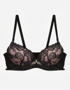love magnolia Sutien din dantelă Negru-Bej în Stil Clasic cu Aplicație Galinassa
