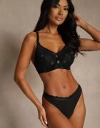 love magnolia Sutien din dantelă Negru Decorat cu Inserție Transparentă Acalinai