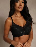 love magnolia Sutien din dantelă Negru Decorat cu Inserție Transparentă Acalinai