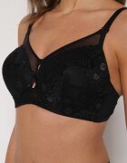 love magnolia Sutien din dantelă Negru Decorat cu Inserție Transparentă Acalinai