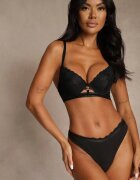 love magnolia Sutien Din Dantelă Negru în Stil Clasic cu Aplicație Galinassa