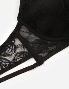 love magnolia Sutien Din Dantelă Negru în Stil Clasic cu Aplicație Galinassa