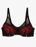 love magnolia Sutien din dantelă Negru-Roșu cu Bretele Detașabile Revalora